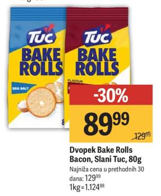 Dvopkek Bake Rolls Bacon, Slani Tuc, 80g