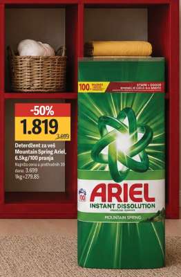 Deterdžent za veš Mountain Spring Ariel, 6.5kg/100 pranja