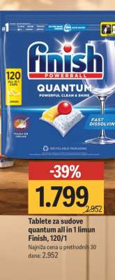Tablete za sudove quantum all in 1 limun Finish, 120/1