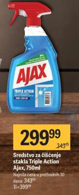 Sredstvo za čišćenje stakla Triple Action Ajax, 750ml