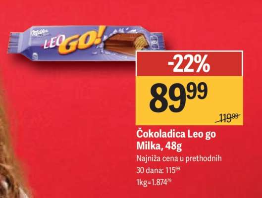 Čokoladica Leo go Milka, 48g