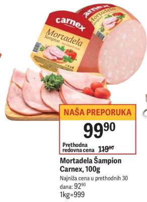 Mortadela Šampion Carnex 100g