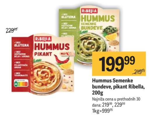 Hummus Semenke bundeve, pikant Ribella, 200g