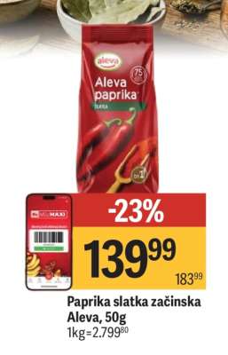 Paprika slatka začinska Aleva, 50g