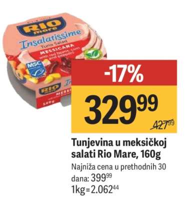 Tunjevina u meksičkoj salati Rio Mare, 160g