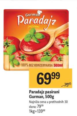 Paradajz pasirani Gurman 500g