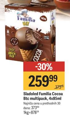 Sladoled Familia Cocoa Btc multipack, 4x85ml