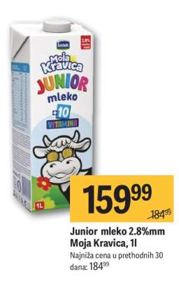 Junior mleko 2.8%mm Moja Kravica, 1l