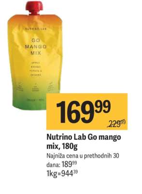 Nutrino Lab Go mango mix, 180g