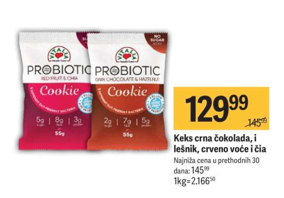 Keks crna čokolada, i lešnik, crveno voće i čia