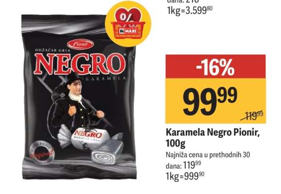 Karamela Negro Pionir 100g