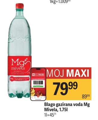 Blago gazirana voda Mg Mivela 1.75l
