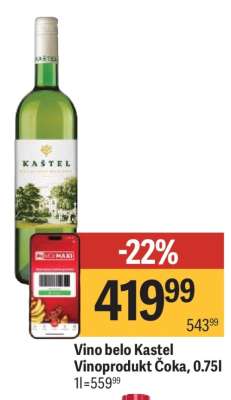 Vino belo Kaštel Vinoprodukt Čoka 0.75l