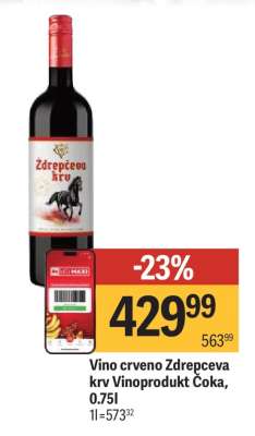 Vino crveno Ždrepčeva krv Vinoprodukt Čoka, 0.75l