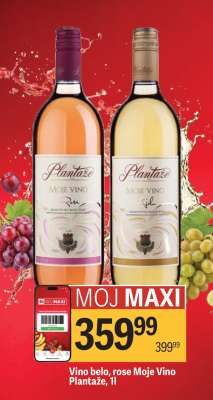 Vino belo, rose Moje Vino Plantaže, 1l