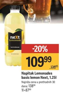 Napitak Lemonades basic lemon Next, 1,25l