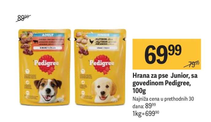 Hrana za pse Junior, sa govedinom Pedigree, 100g