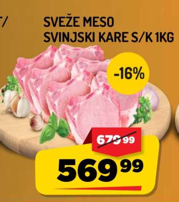 SVEŽE MESO SVINJSKI KARE S/K 1kg