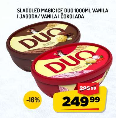 Sladoled Magic Ice Duo 1000ml Vanila i Jagoda/Vanila i Čokolada