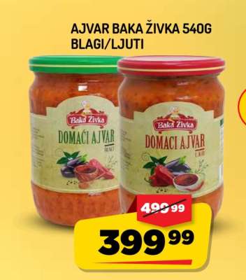 Ajvar Baka Zivka 540g Blagi/Ljuti