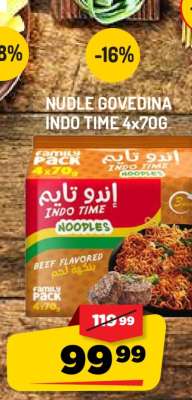Nudle Govedina Indo Time 4x70g