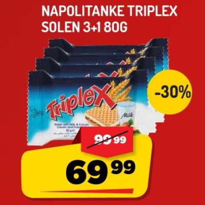 Napolitanke Triplex Solen 3+1 80g