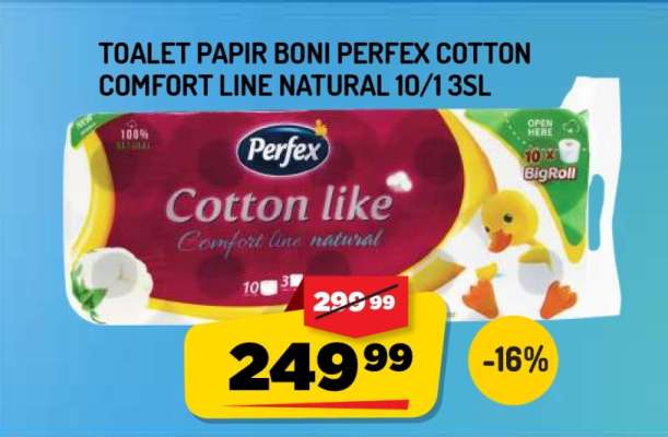 TOALET PAPIR BONI PERFEX COTTON COMFORT LINE NATURAL 10/1 3SL