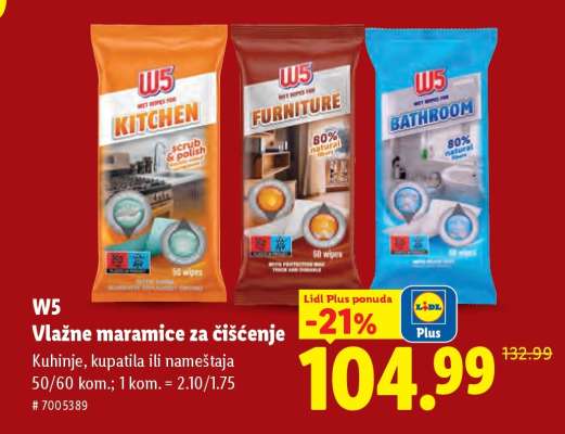 W5 Vlažne maramice za čišćenje