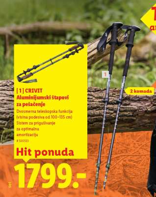 CRIVIT Aluminijumski štapovi za pešačenje