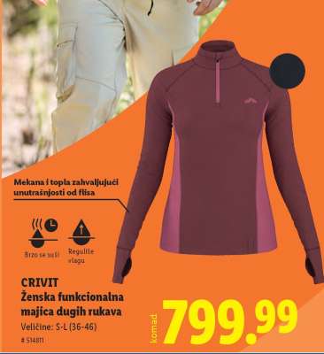 CRIVIT Ženska funkcionalna majica dugih rukava