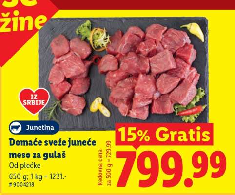 Domaće sveže juneće meso za gulaš