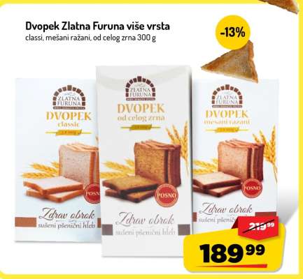Dvopek Zlatna Furuna više vrsta