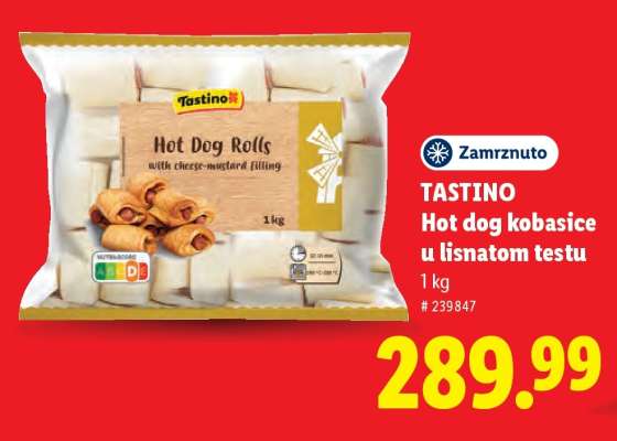 TASTINO Hot dog kobasice u lisnatom testu