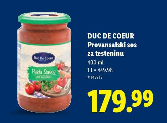 Duc de Coeur Provansalski sos za testeninu