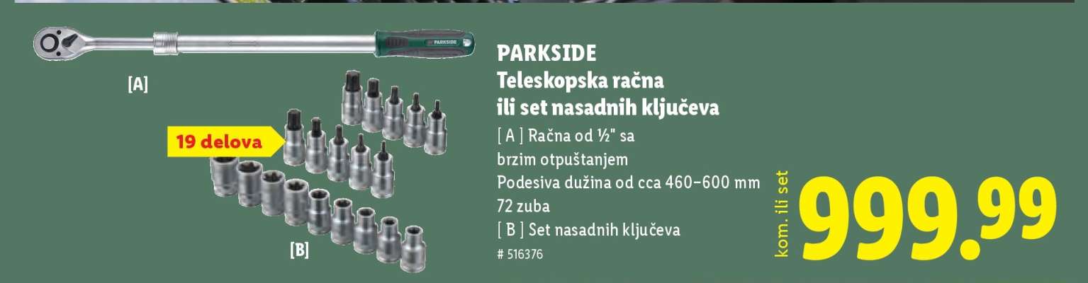 Parkside Teleskopska račna ili set nasadnih ključeva