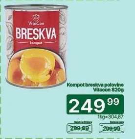 Kompot breskva polovine Vitacon 820g