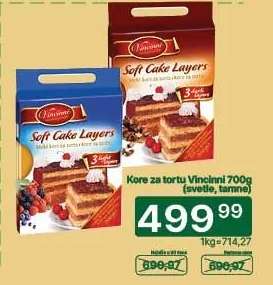 Kore za tortu Vincinni 700g (svetle, tamne)