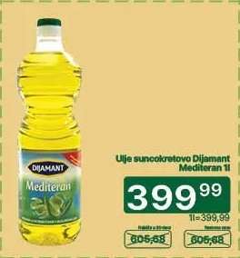 Ulje suncokretovo Dijamant Mediteran 1l