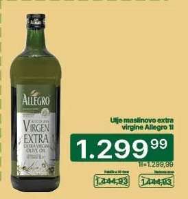 Ulje maslinovo extra virgine Allegro 1l