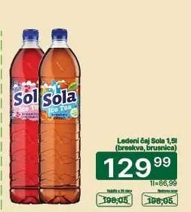 Ledeni čaj Sola 1,5l (breskva, brusnica)