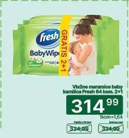 Vlažne maramice baby kamilica Fresh 64 kom. 2+1