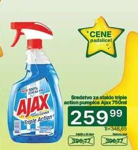 Sredstvo za staklo triple action pumpica Ajax 750ml