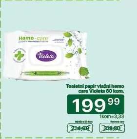 Toaletní papír vlhčený hemo care Violeta 60 kom.
