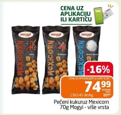 Pečeni kukuruz Mexicorn 70g Mogyi - više vrsta