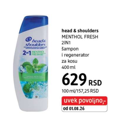 head & shoulders MENTHOL FRESH 2IN1