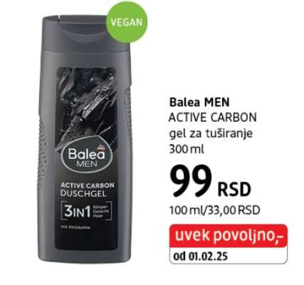 Balea MEN ACTIVE CARBON gel za tuširanje