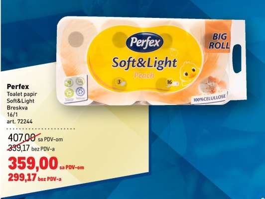 Perfex Toalet papir Soft&Light Breskva