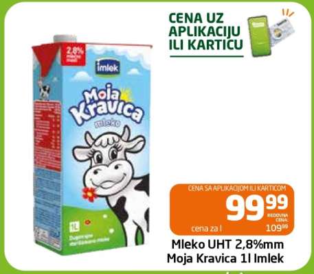 Mleko UHT 2,8%mm Moja Kravica 1l Imlek