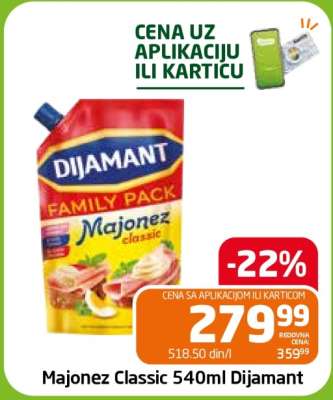 Majonez Classic 540ml Dijamant
