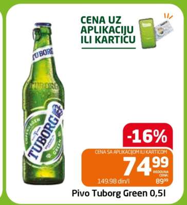 Pivo Tuborg Green 0,5l
